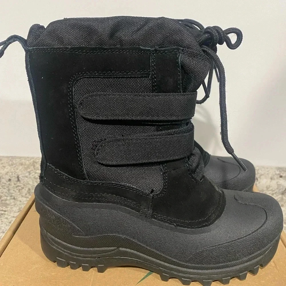 Itasca Little Pac Snow Boots Thinsulate Insulated Black Boots Youth Size 4